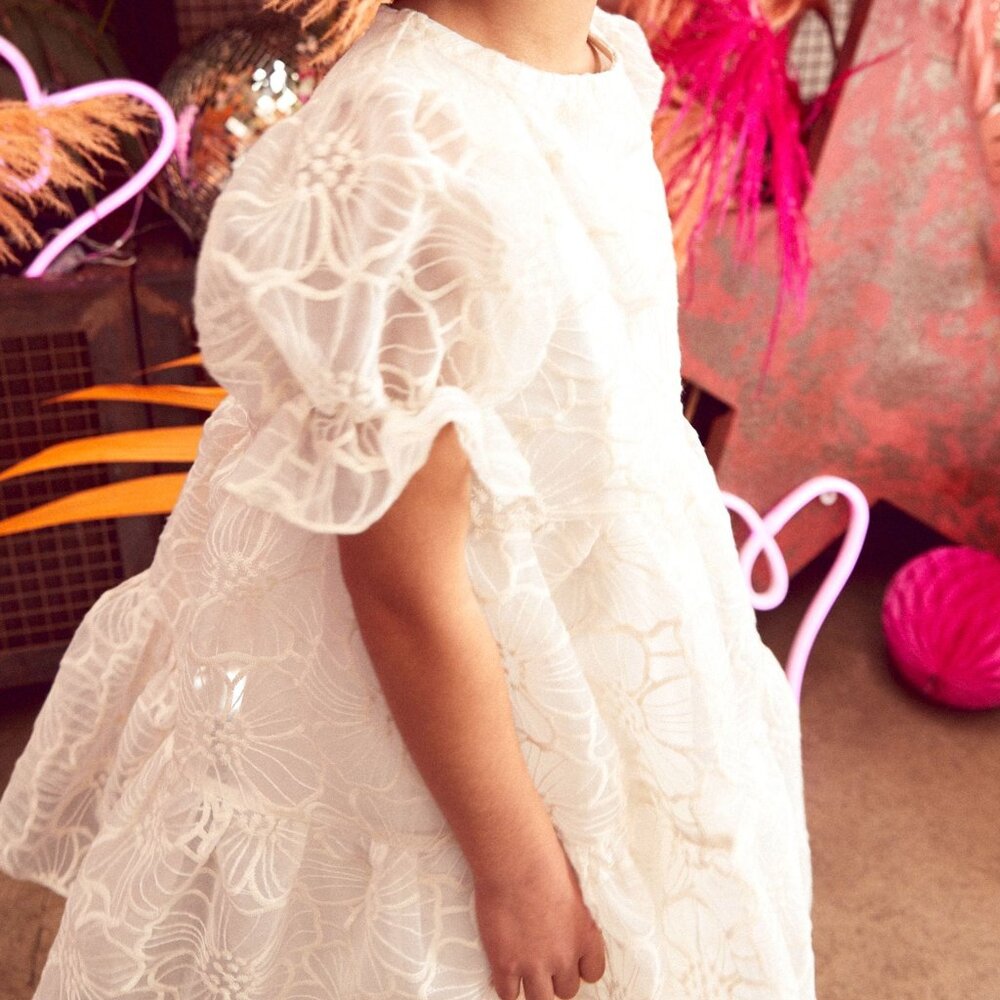 Next Direct England Organza Floral Tiered Party Dress Ivory Ecru Cream 12Y - Picture 3 of 7